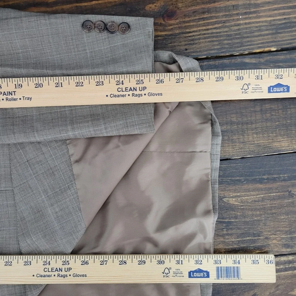 American Living Men's Sport Coat Blazer Three‎ Button Brown Glen Plaid Wool 44L